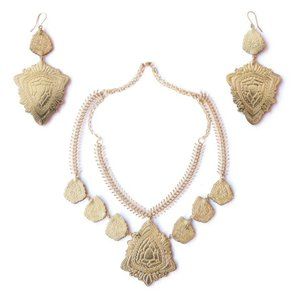 Rosita Bonita Exotica Jewel Reversible Necklace & Earrings Set - Leather